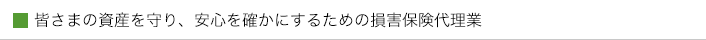 皆さまの資産を守り、安心を確かにするための損害保険代理業